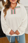 Aria Striped Collar Baggy Sweatshirt