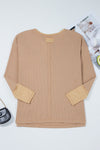 Blake Waffle Textured Tunic Henley Top with Slits