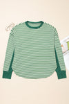 Green Stripe Exposed Seam Patchwork Plus Size Thermal Top - B.You Boutique & Boji Balloon Bar