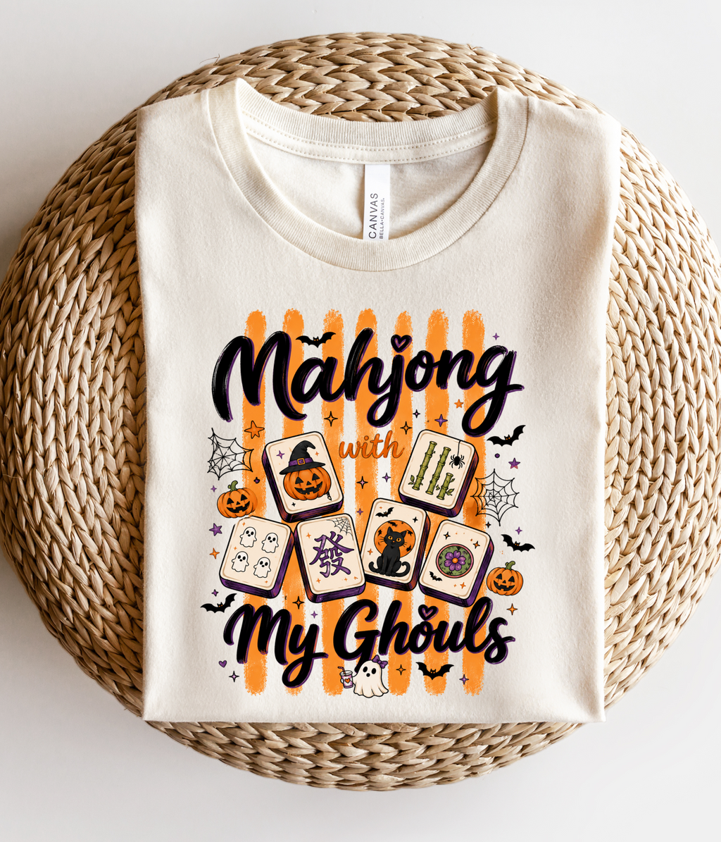 Mahjong My Ghouls Halloween graphic tee on a Bella Canvas unisex shirt