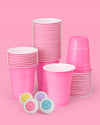 Pink Smiley Pong Pack - 50 cups + 4 pong balls