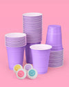 Purple Smiley Pong - 50 cups + 4 pong balls