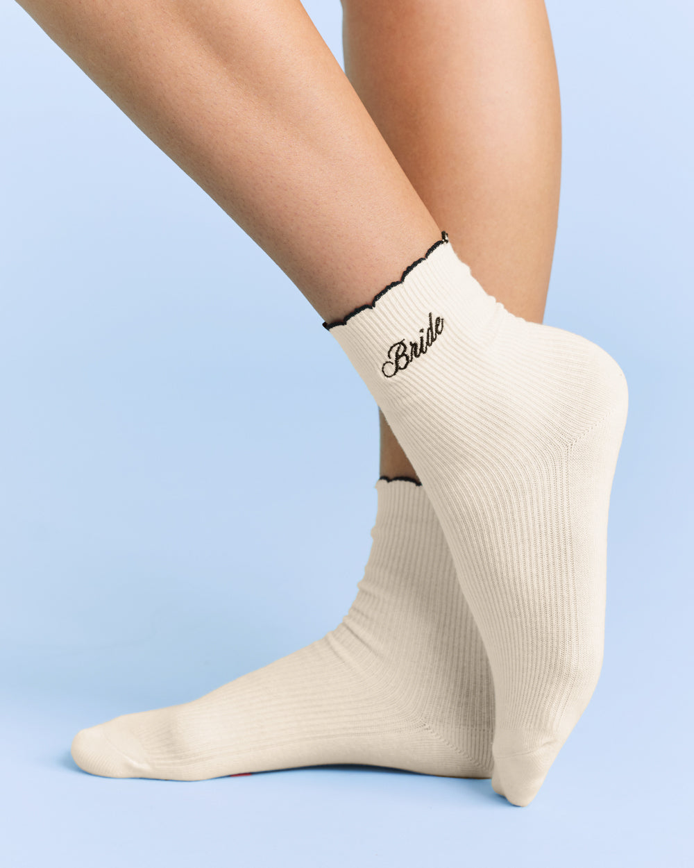 Classic Bride Socks - cream embroidered socks - B.You Boutique & Boji Balloon Bar