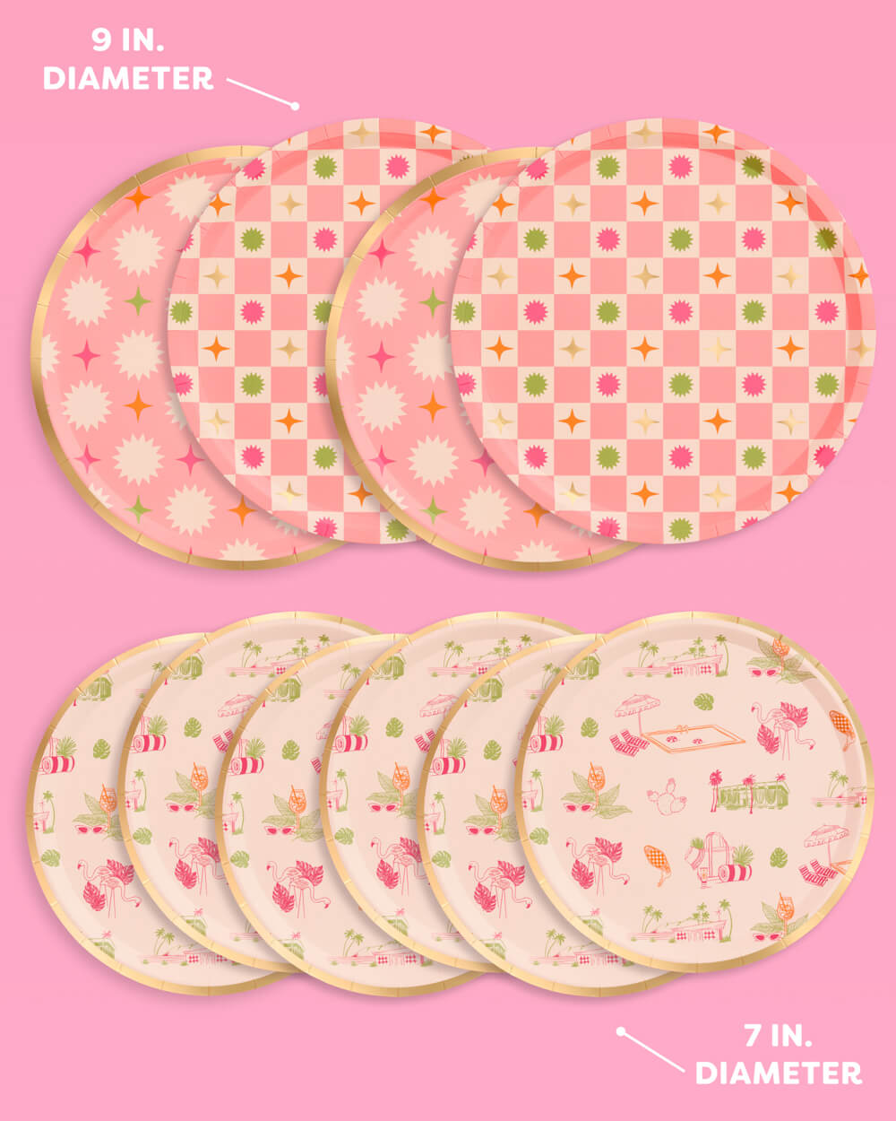 Palm Royale Plates - 32 paper plates, 2 sizes - B.You Boutique & Boji Balloon Bar
