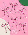 Beaded Bow Ornament Set - 6 beaded bows