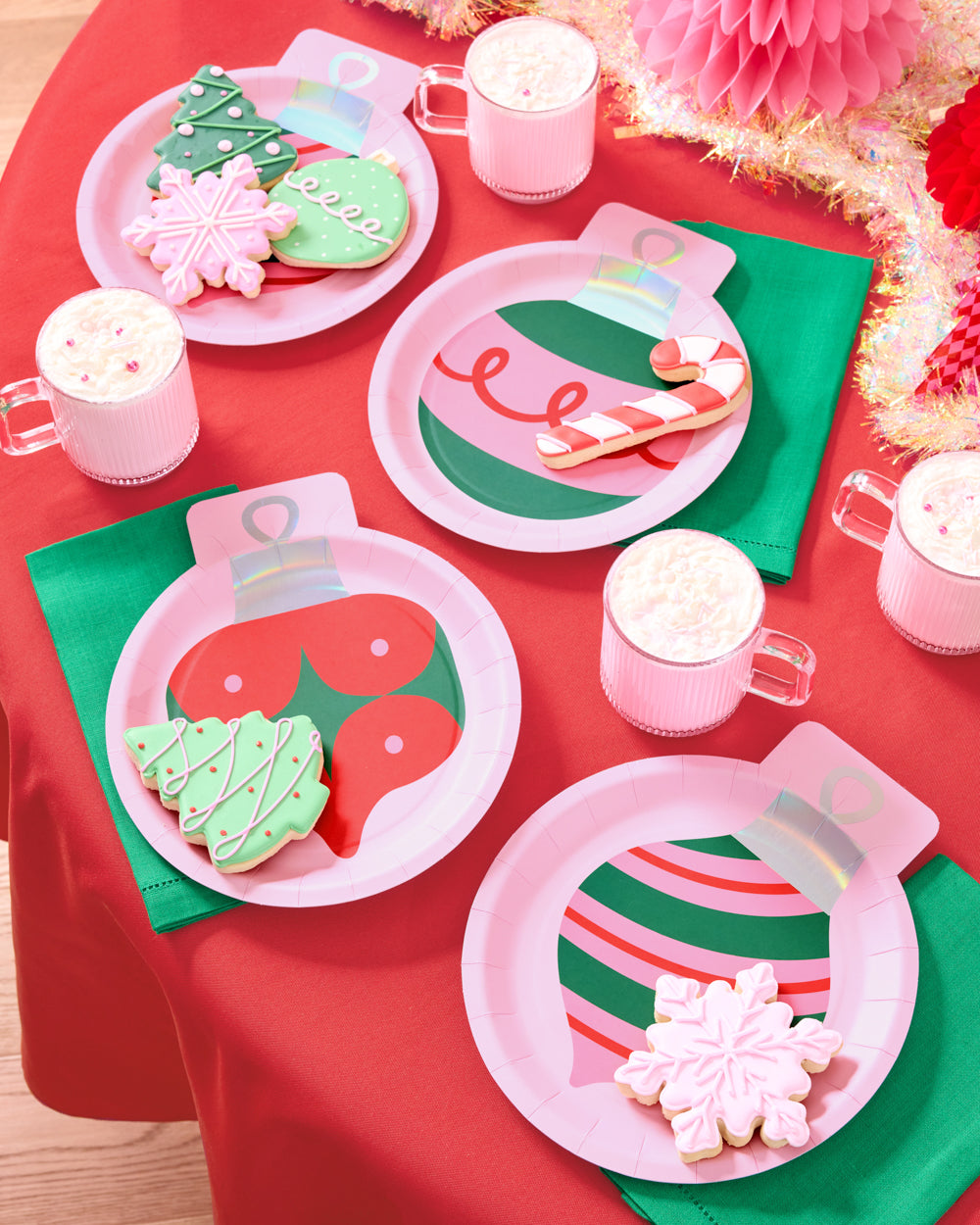 24 colorful Christmas ornament paper plates