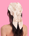 Beige Bride Headscarf - white silk bride head scarf - B.You Boutique & Boji Balloon Bar