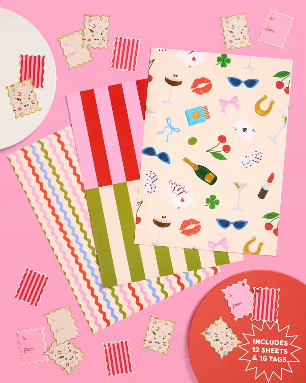 Cute Girl Wrapping Paper - 12 sheets + 16 tags - B.You Boutique & Boji Balloon Bar