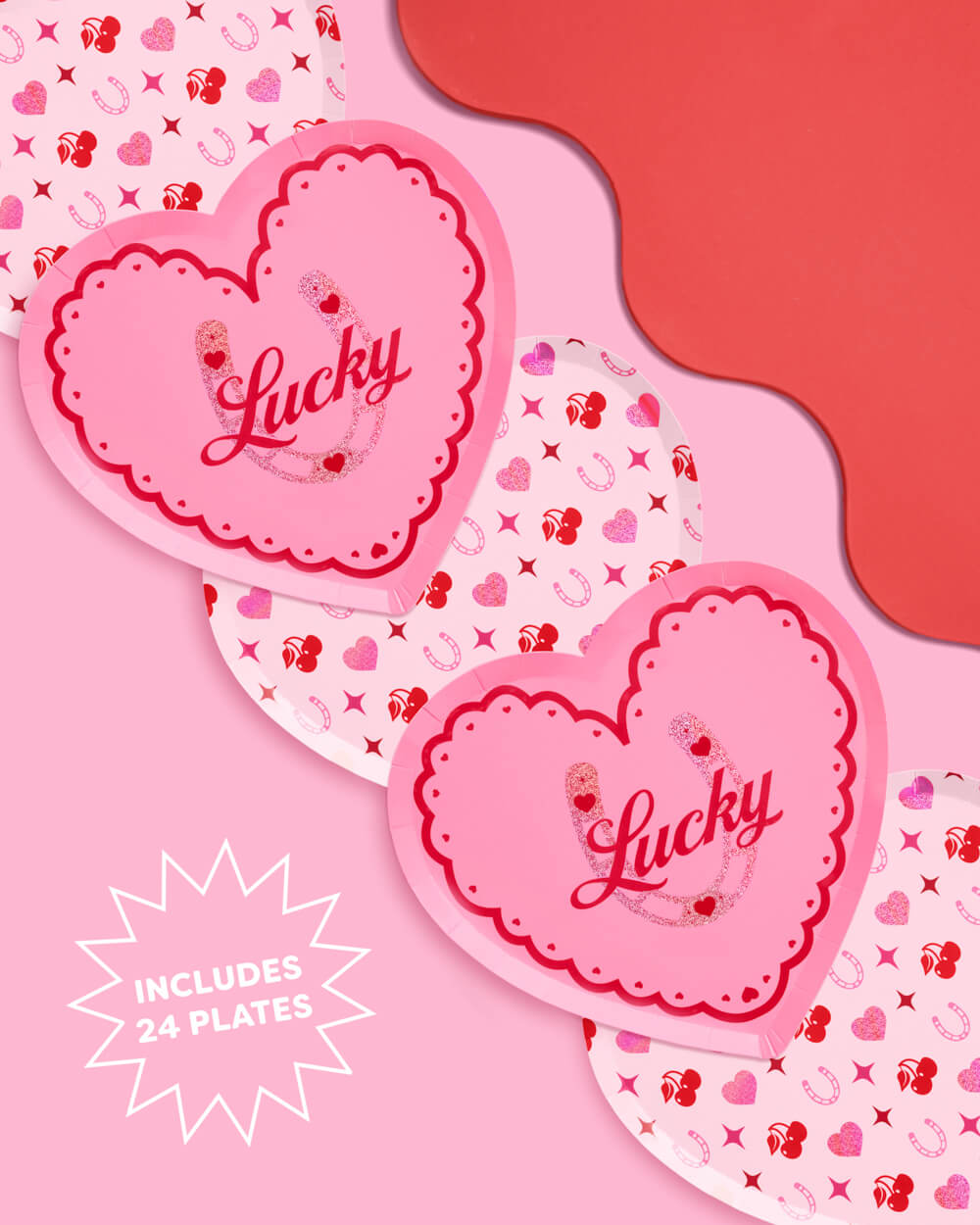 Lucky in Love Plates - 24 paper plates - B.You Boutique & Boji Balloon Bar
