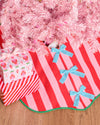 Candy Cane Tree Skirt - pink and red striped tree skirt