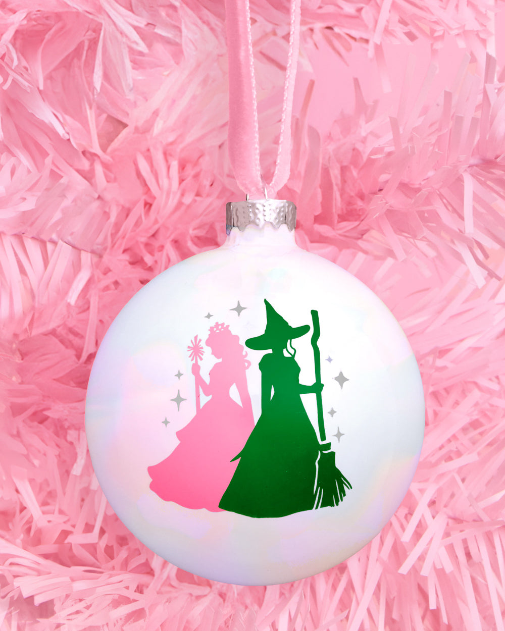 Pink Goes Good w. Green Ornament - iridescent ornament - B.You Boutique & Boji Balloon Bar