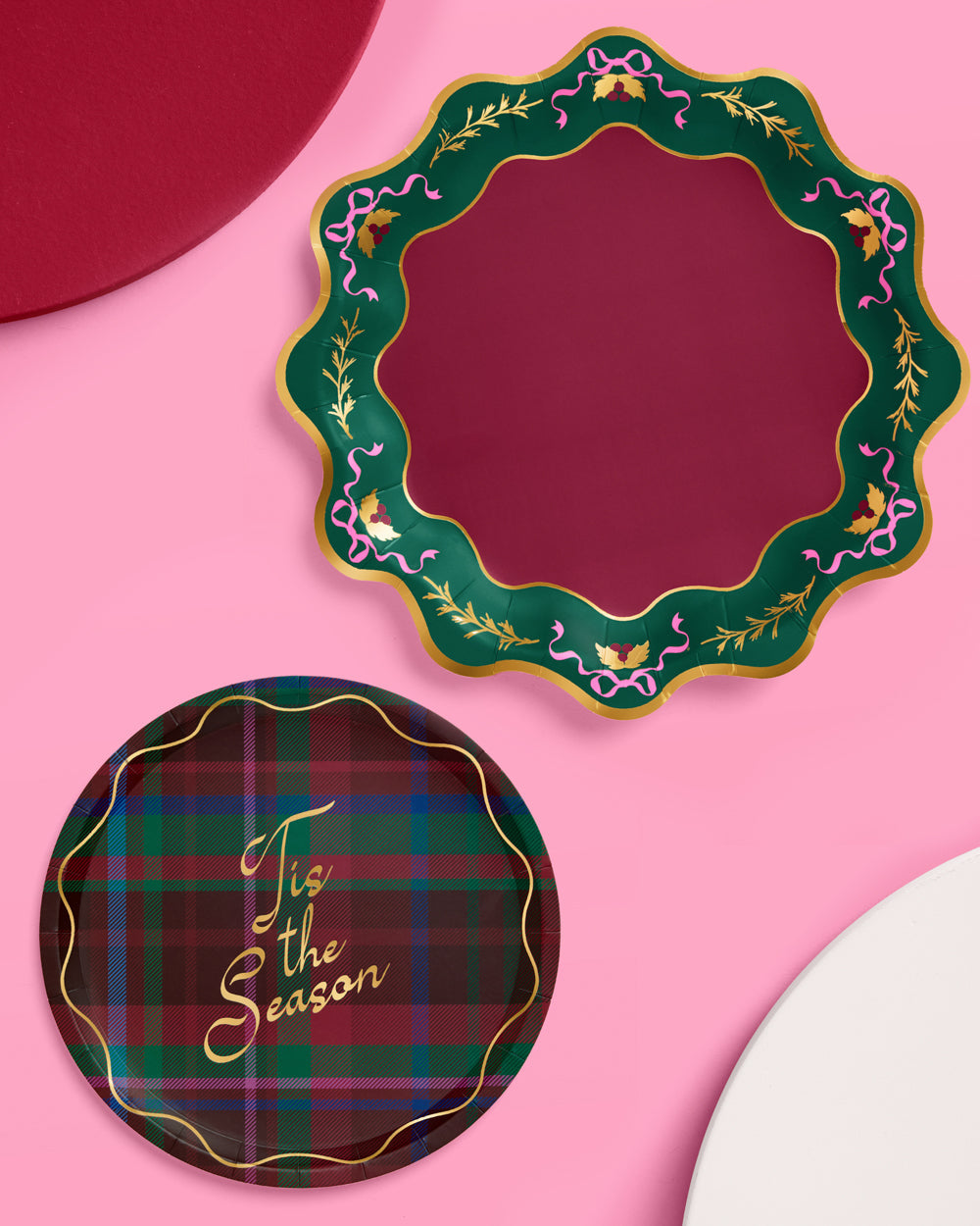 Tis the Season Christmas Plate Set 32 plates total: 16 large 9" plates + 16 small 7" dessert plates