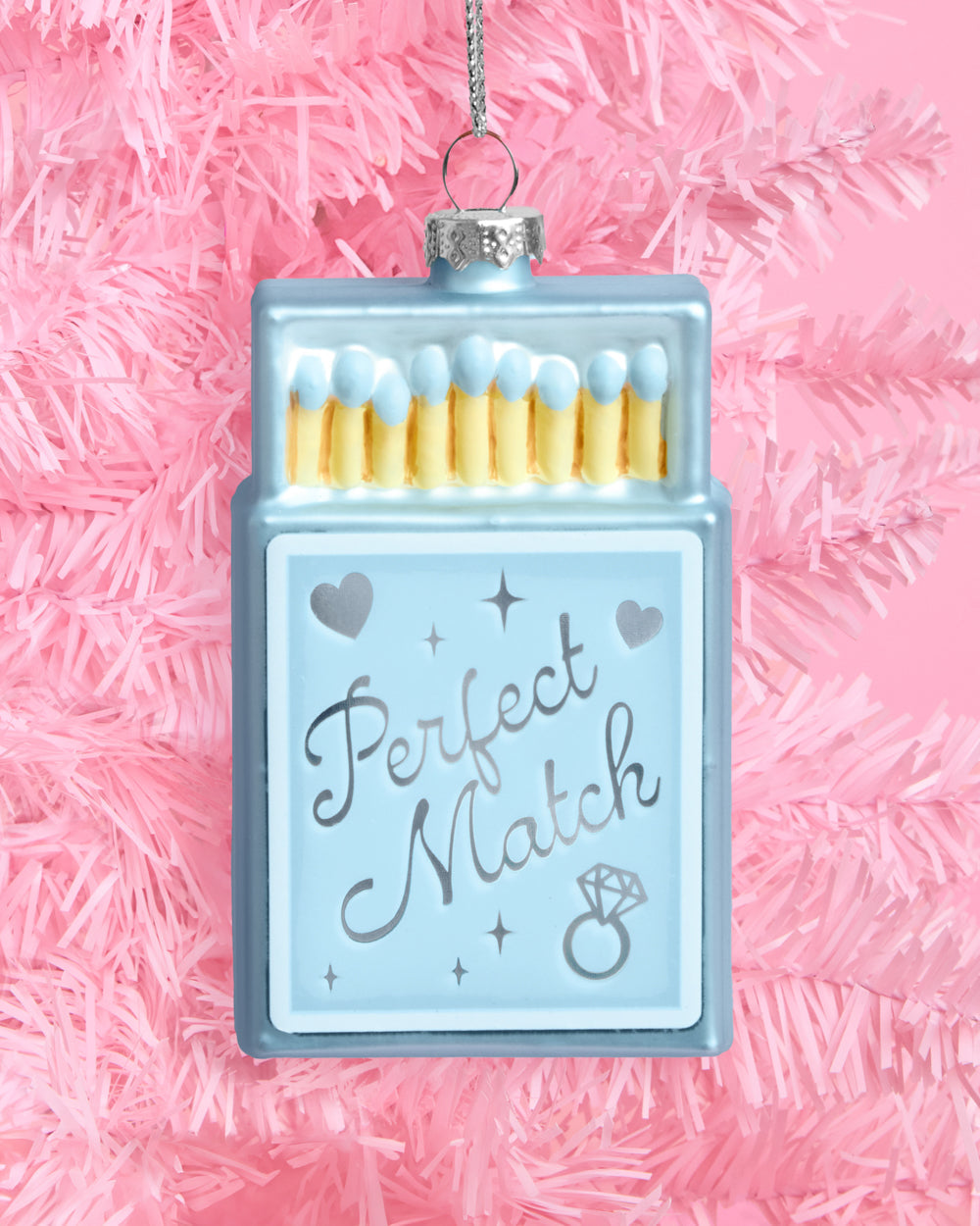 Perfect Match Ornament - blue matchbox ornament - B.You Boutique & Boji Balloon Bar