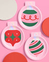 24 colorful Christmas ornament paper plates