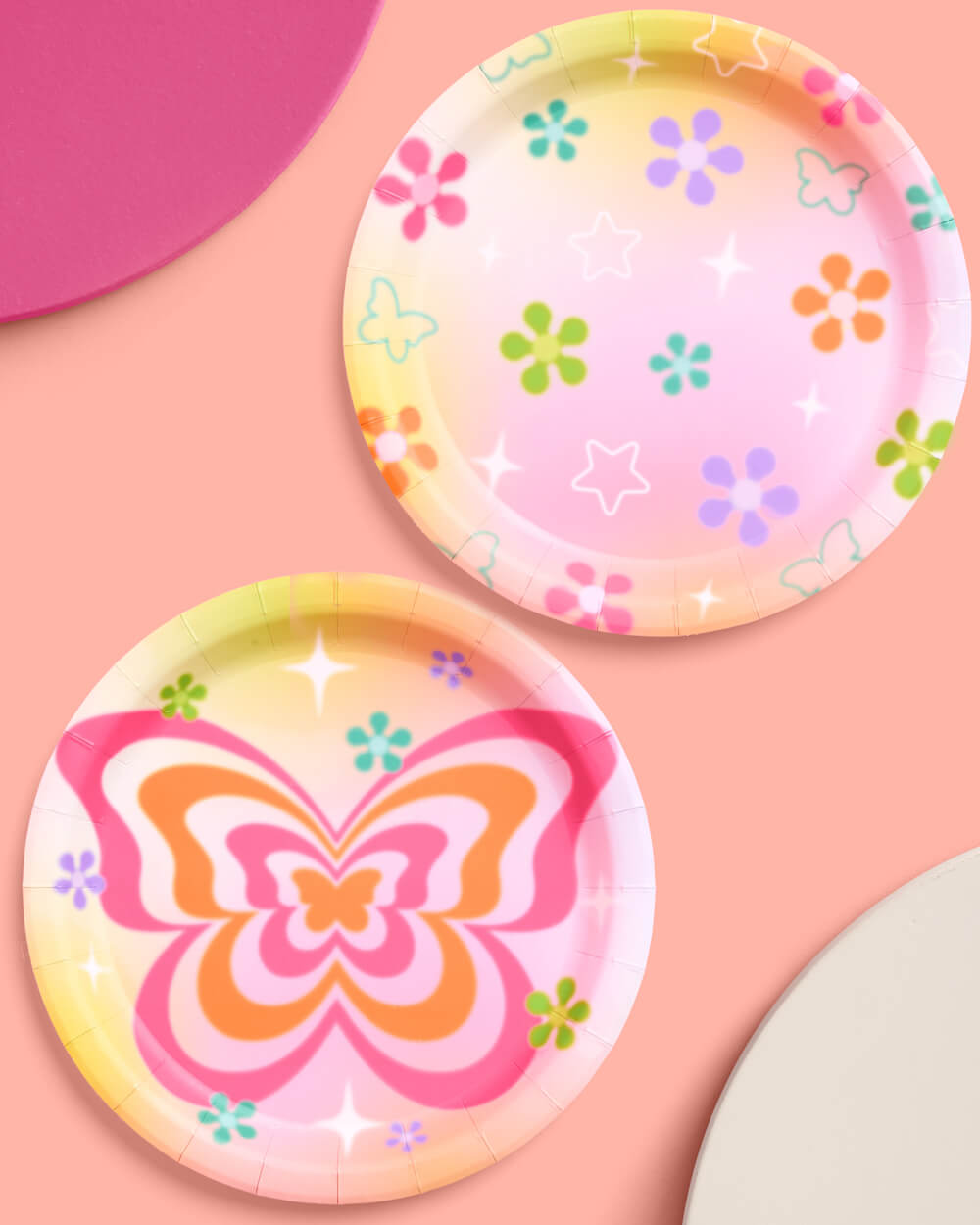 24 colorful butterfly paper plates