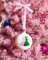 Pink Goes Good w. Green Ornament - iridescent ornament - B.You Boutique & Boji Balloon Bar