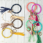Disc Bangle Key Ring with Sueded Tassel