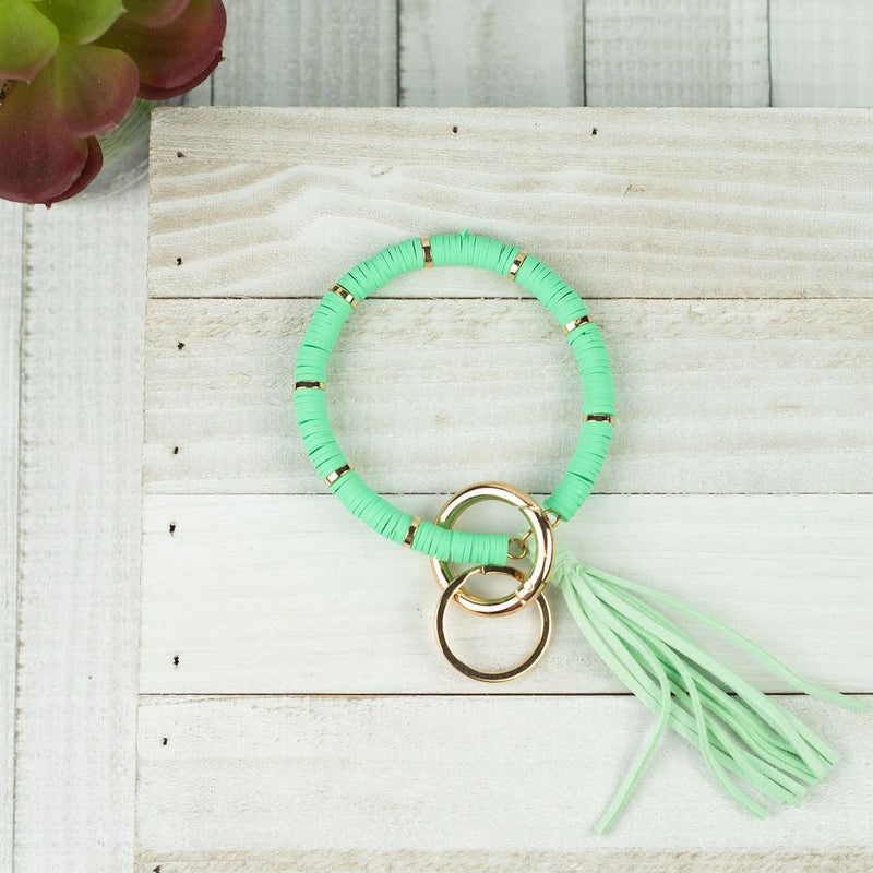 Disc Bangle Key Ring with Sueded Tassel