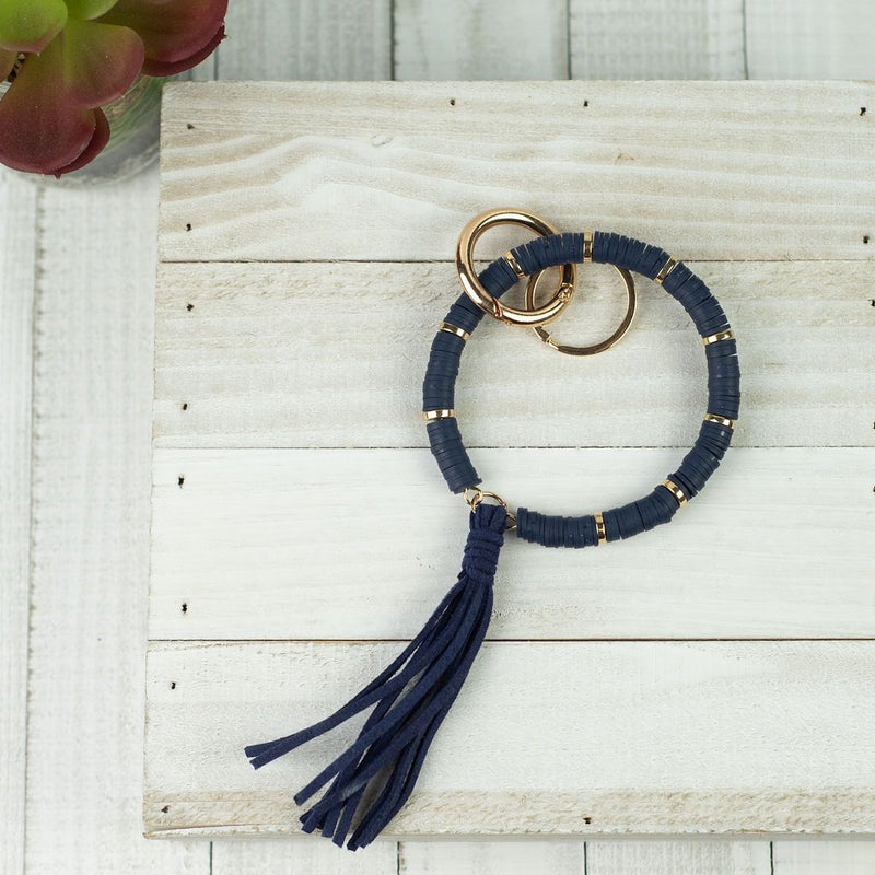 Disc Bangle Key Ring with Sueded Tassel