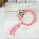 Disc Bangle Key Ring with Sueded Tassel