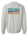 Colorful Groovy Nebraska Crewneck Sweatshirt