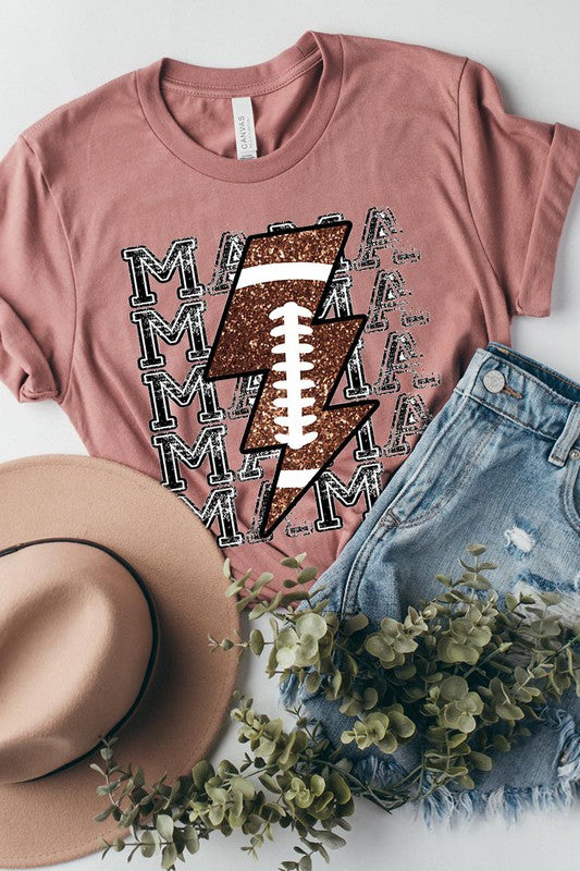 Glitter Football Shirt | Football Bonus Mom T-Shirt | Football Shirts |  Cute Football Mom Shirts | Bella Canvas T-shirt