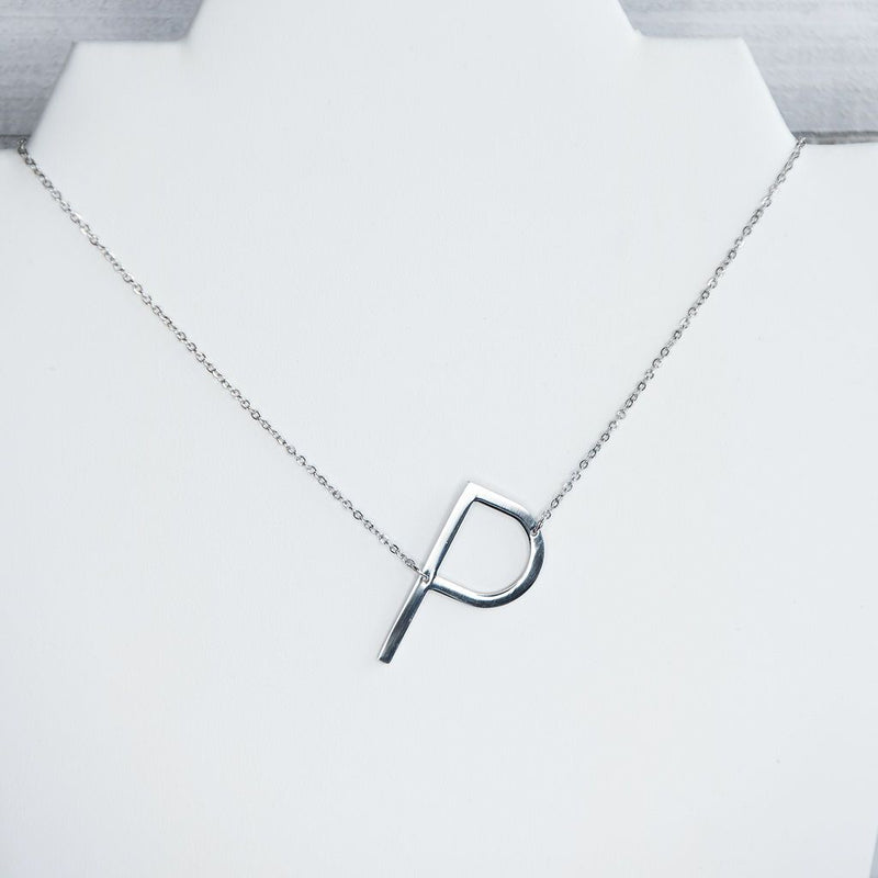 Large Letter / Initial Necklace In Silver