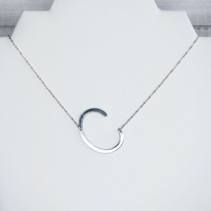 Large Letter / Initial Necklace In Silver