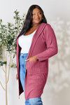 Ribbed Open Front Long Sleeve Cardigan