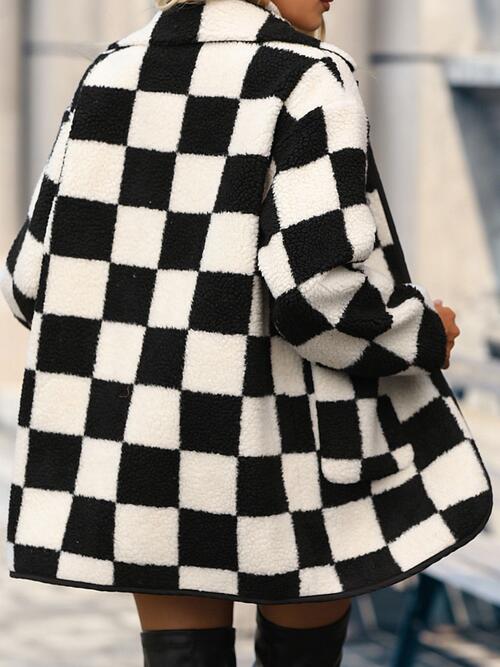 Double Take Checkered Button Jacket