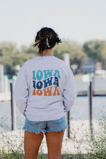 Colorful Groovy Ash Iowa Crewneck Sweatshirt