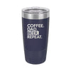 Coffee. Dad. Beer. Repeat. Navy 20oz Insulated Tumbler